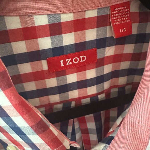 Red, Blue & White Check Large Izod Shirt - Picture 10 of 11